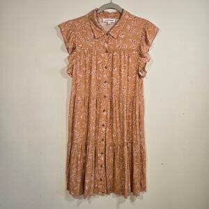Lucky Brand Beige Floral Mini Length Casual To Dressy Dress Size Large